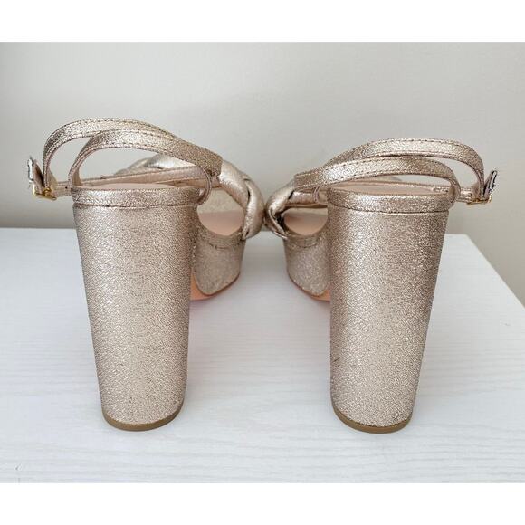 Loeffler Randall Fae Metallic Braided Strap Heels Platform Sandals Prosecco 10 - Picture 13 of 16